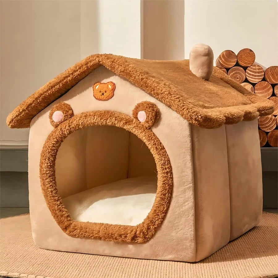 Niche-pour-Chat-exterieur-marron-vue-face-vide