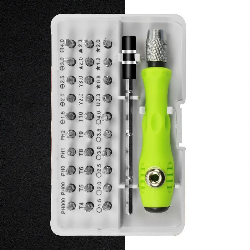 Tournevis-vert-fluo-boite-rangement-vue-de-dessus
