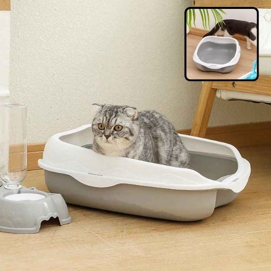 bac-a-litiere-pour-chat-gris
