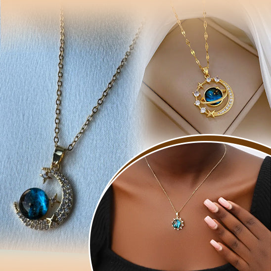 Collier pendentif planète lune et étoile pour femmes - CAP OCEAN BIEN-ETRE