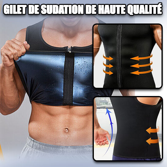 Gilet De Sudation Homme Pour Perdre Du Ventre - Débardeur Body Shaper Musculation Noir
