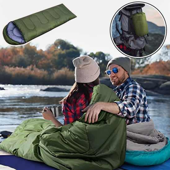 sac-de-couchage-vert-campeurs-avec-puce