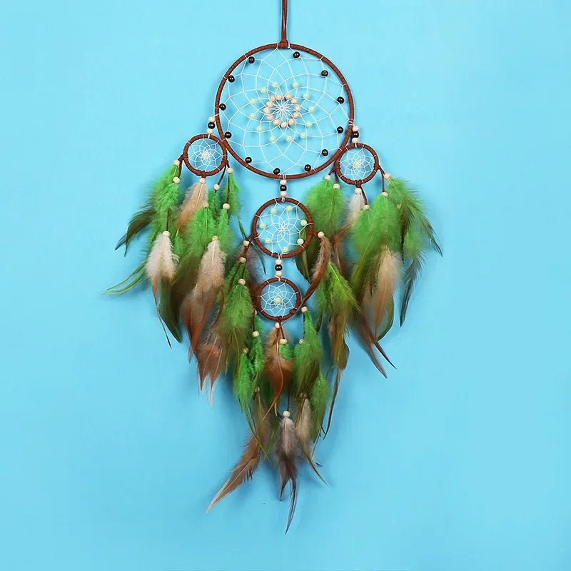 Capteurs de rêves 5 anneaux rétro manuel capteur de rêves décoration de la maison indiens pierre naturelle arbre de vie capteur de rêves ornements muraux - CAP OCEAN BIEN-ETRE