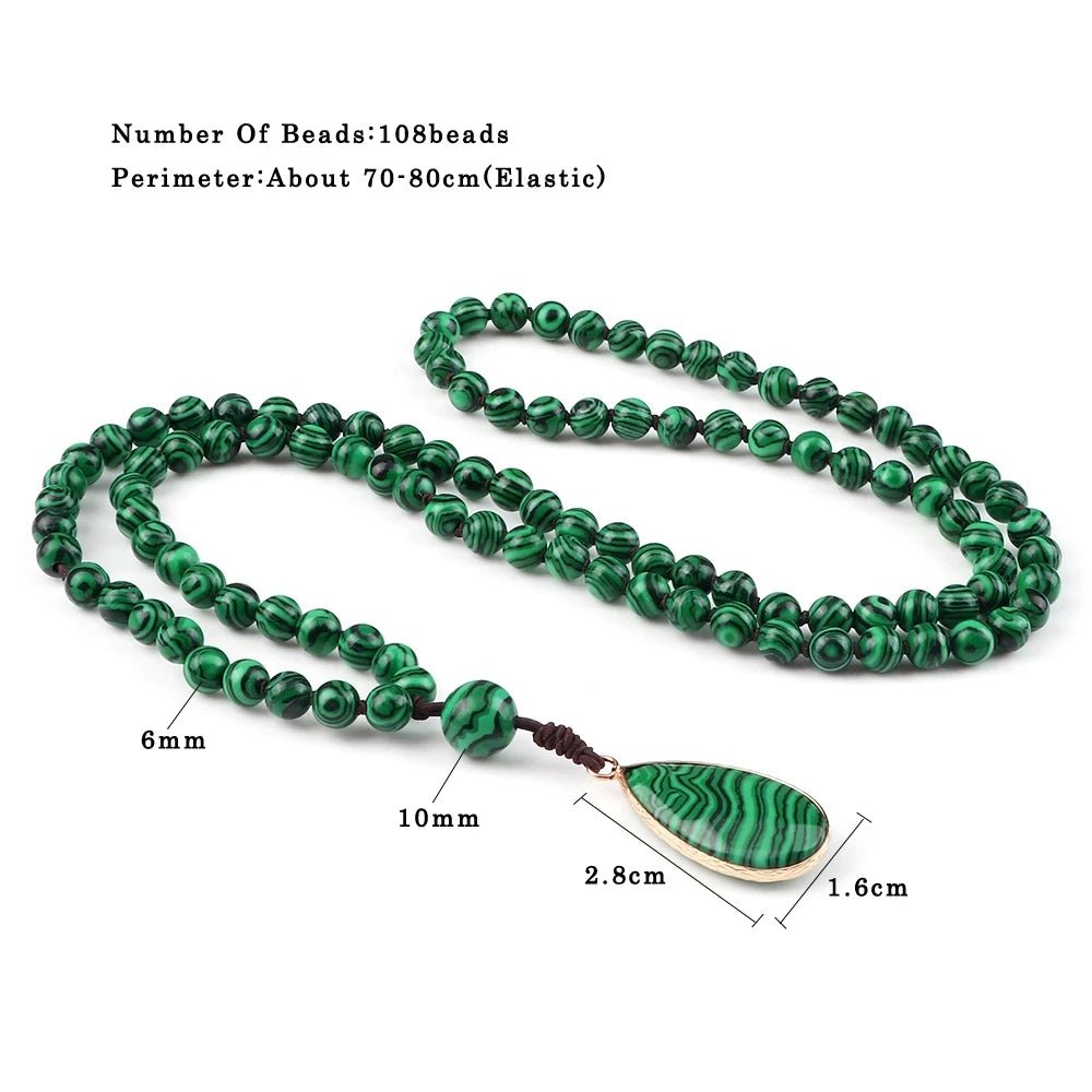Bracelet et Collier en perles de Malachite naturelles - CAP OCEAN BIEN-ETRE