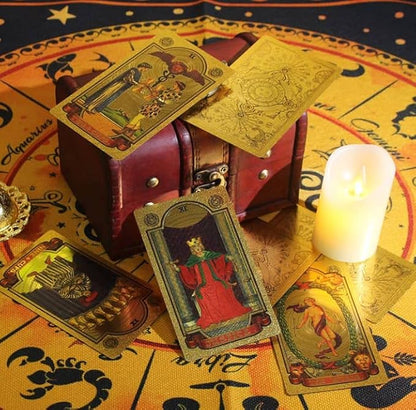 Jeu de tarot de luxe en feuille d'or