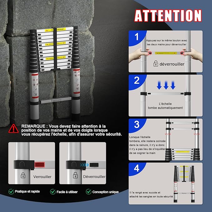Échelle télescopique multifonctionnelle