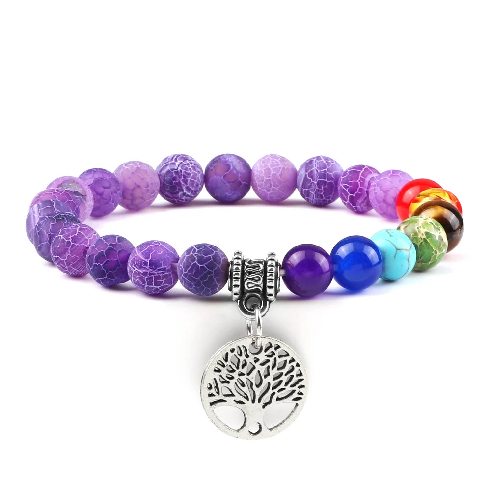 Bracelets d'arbre de vie des 7 chakras, pierre naturelle, Reiki, perles d'énergie de guérison, Bracelets de Yoga pour femmes et hommes, bijoux de méditation, cadeau, tendance - CAP OCEAN BIEN-ETRE