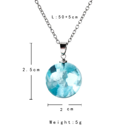 pendentif boule de lune, bleu ciel blanc nuage - CAP OCEAN BIEN-ETRE