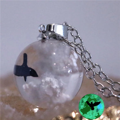 pendentif boule de lune, bleu ciel blanc nuage - CAP OCEAN BIEN-ETRE