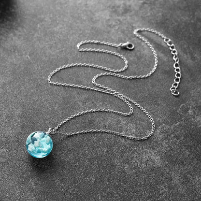 pendentif boule de lune, bleu ciel blanc nuage - CAP OCEAN BIEN-ETRE