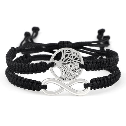 Bracelet en fil d'arbre de vie rouge et noir pour hommes - CAP OCEAN BIEN-ETRE