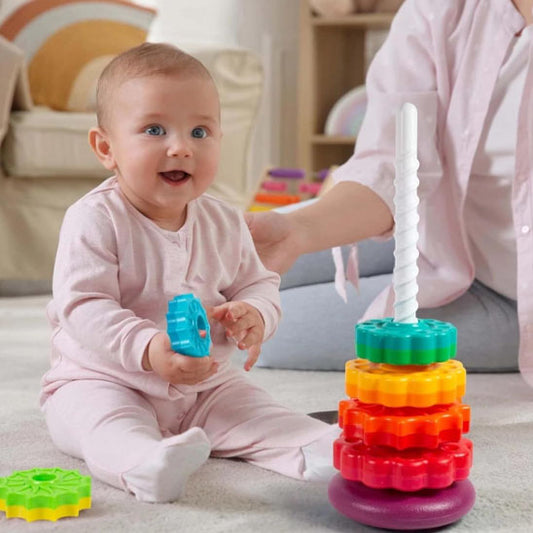 Jouet d'éveil bébé | Tour tournante arc-en-ciel - CAP OCEAN BIEN-ETRE