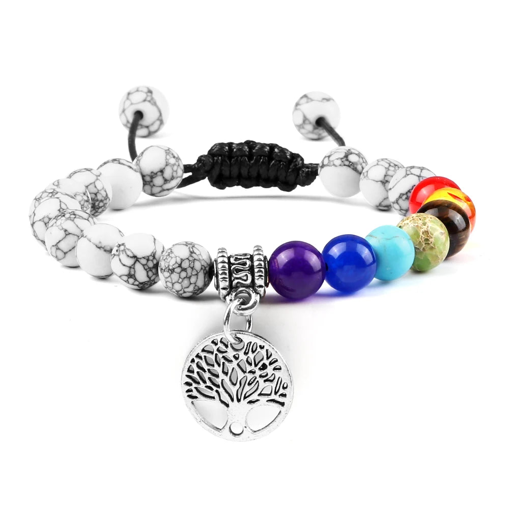 Bracelets d'arbre de vie des 7 chakras, pierre naturelle, Reiki, perles d'énergie de guérison, Bracelets de Yoga pour femmes et hommes, bijoux de méditation, cadeau, tendance - CAP OCEAN BIEN-ETRE