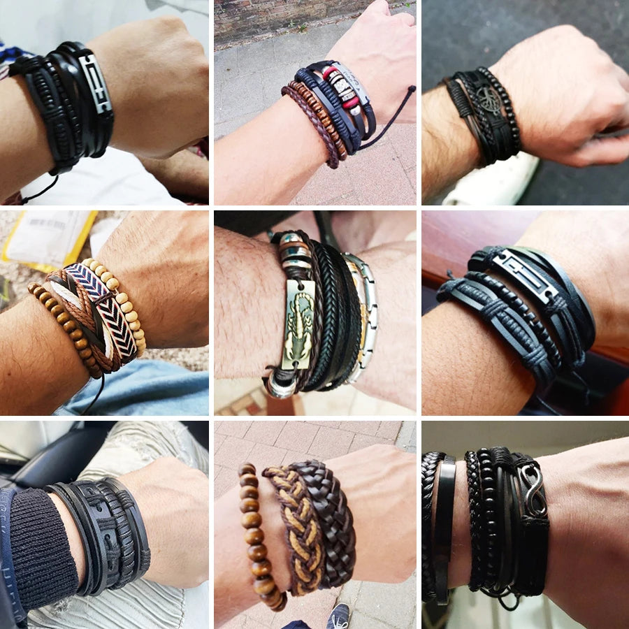 Bracelets En Cuir Tressés