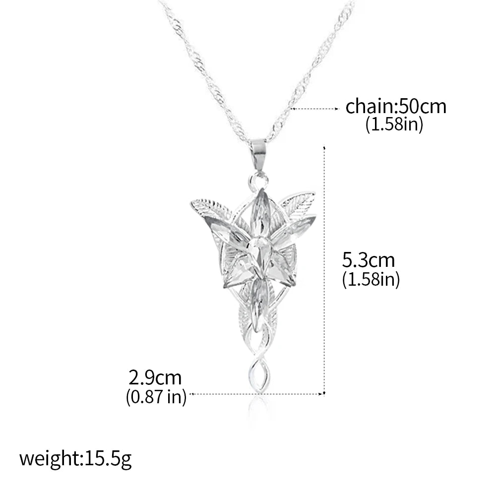 The Lord of the Rings Necklace Elf Princess Arwen Twilight Star Crystal Pendant Necklaces for Women Choker Jewelry Gift