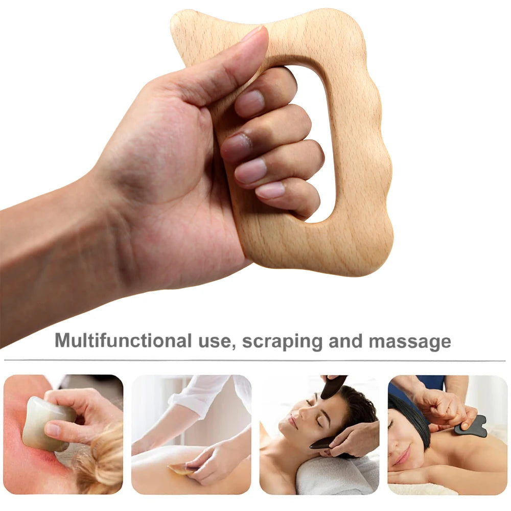 Outil de massage Gua Sha en bois | Hêtre naturel