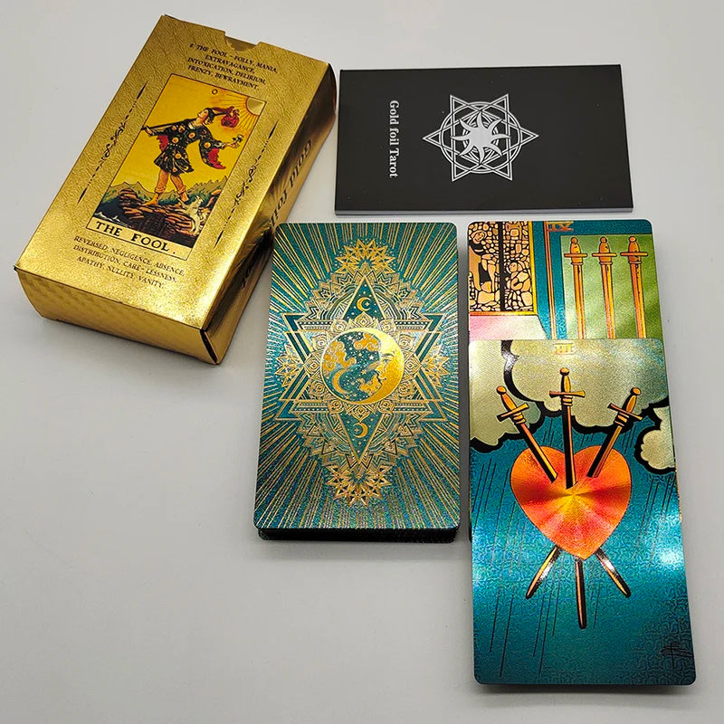 Jeu de tarot de luxe en feuille d'or