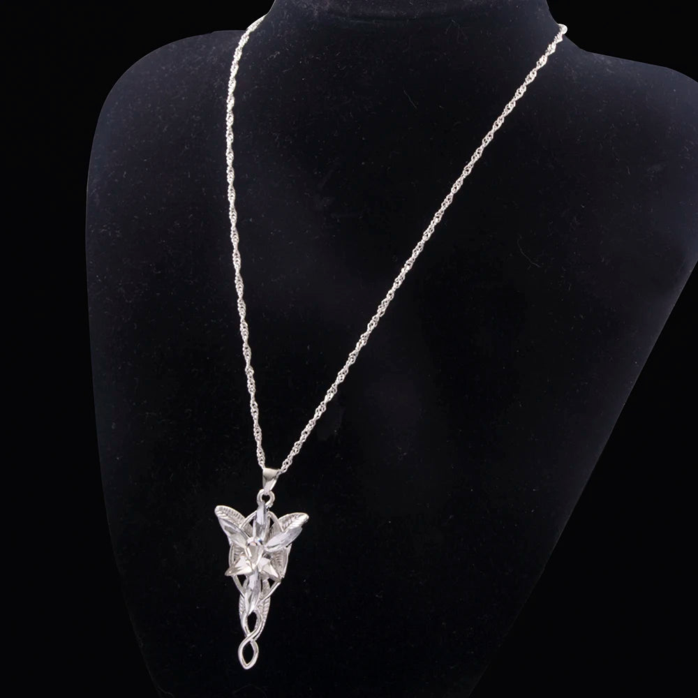 The Lord of the Rings Necklace Elf Princess Arwen Twilight Star Crystal Pendant Necklaces for Women Choker Jewelry Gift