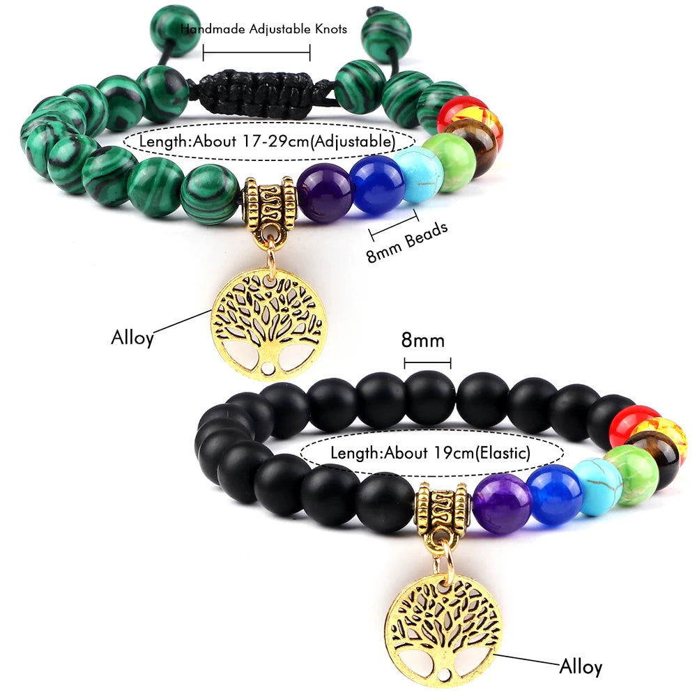 Bracelets d'arbre de vie des 7 chakras, pierre naturelle, Reiki, perles d'énergie de guérison, Bracelets de Yoga pour femmes et hommes, bijoux de méditation, cadeau, tendance - CAP OCEAN BIEN-ETRE