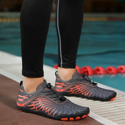 chaussures-pieds-nu-sport-orange-piscine