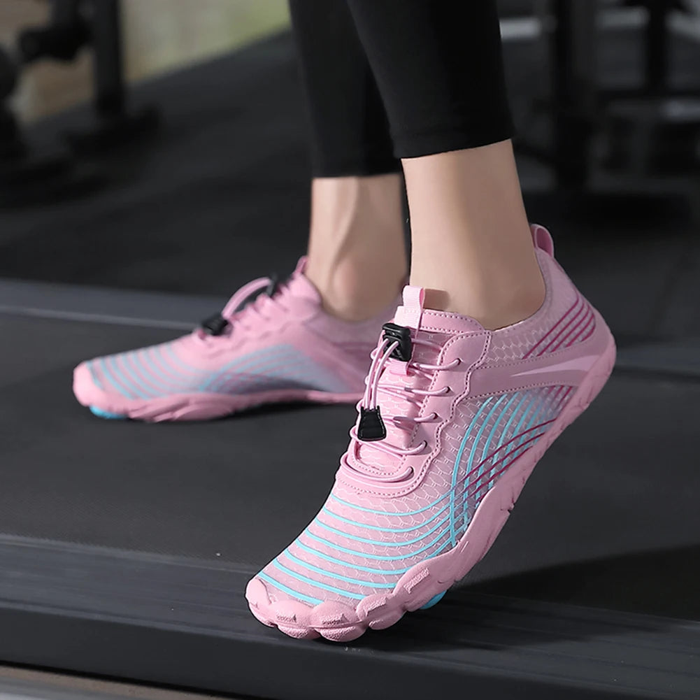 chaussures-pieds-nu-sport-rose-salle-de-sport