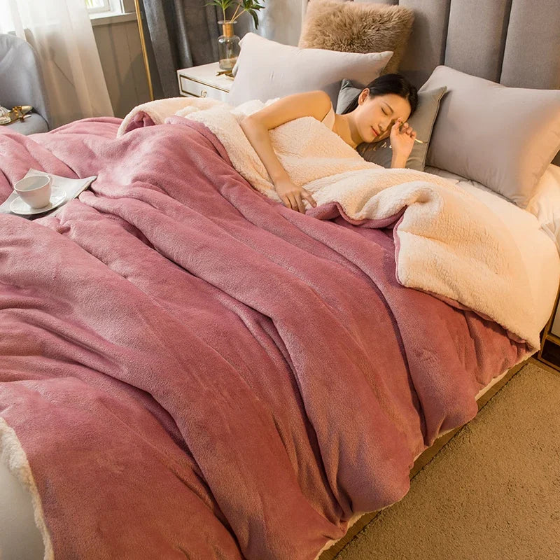 couette_rose claire avec sujet qui dort 