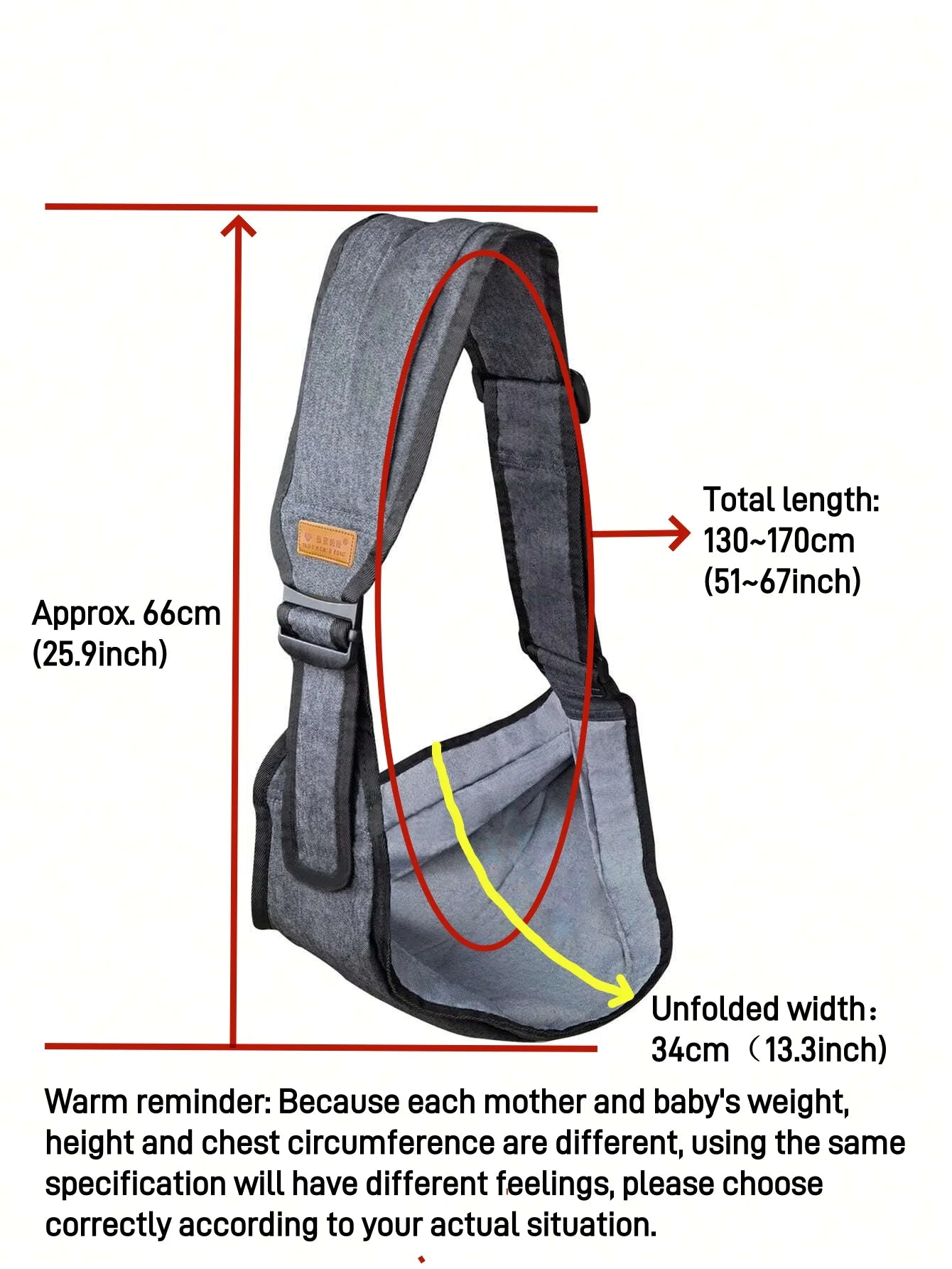 porte-bebe-echarpe-grise-dimensions