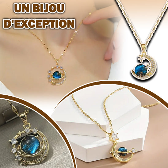 Collier pendentif planète lune et étoile pour femmes