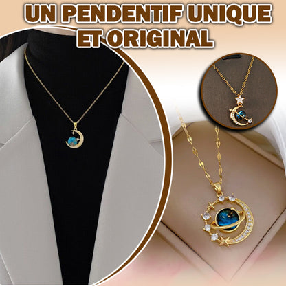 Collier pendentif planète lune et étoile pour femmes - CAP OCEAN BIEN-ETRE