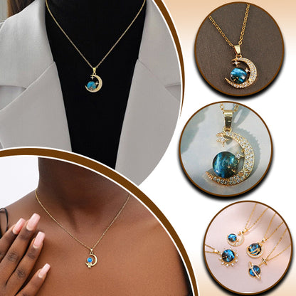 Collier pendentif planète lune et étoile pour femmes - CAP OCEAN BIEN-ETRE