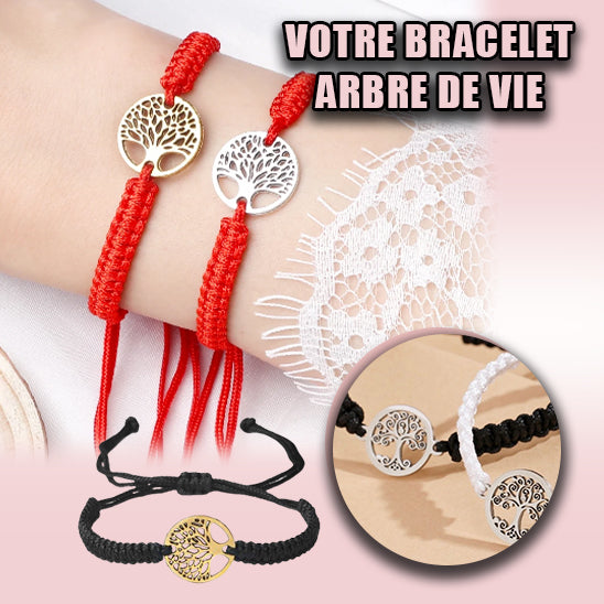 Bracelet en fil d'arbre de vie rouge et noir pour hommes