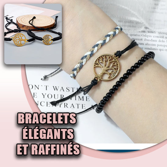 Bracelet en fil d'arbre de vie rouge et noir pour hommes