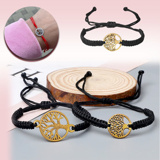 Bracelet en fil d'arbre de vie rouge et noir pour hommes