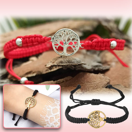 Bracelet en fil d'arbre de vie rouge et noir pour hommes