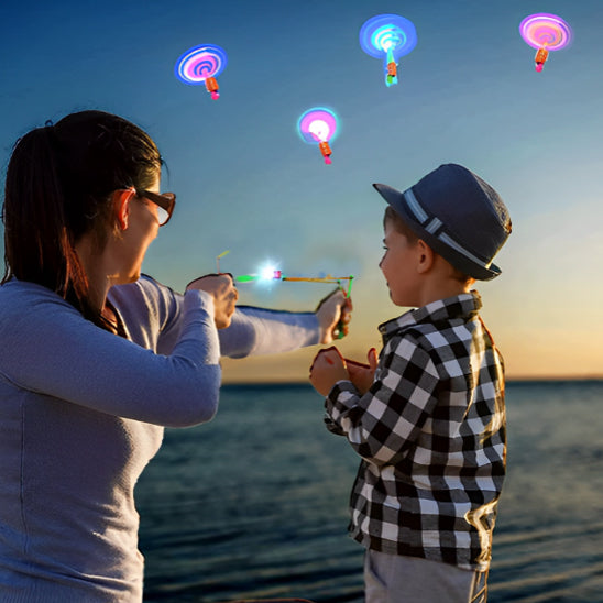 Jouet Fronde Lance Fusée Elastique Led Lumineuse Lot De 100 Hélicoptères Led Jouet Fronde Lance Fusée Elastique Led Lumineuse Lot De 100 Hélicoptères Led