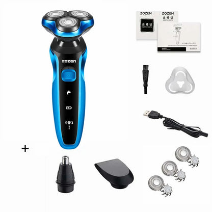 rasoir_electrique_homme_zozen Bleu accessoires et lames 