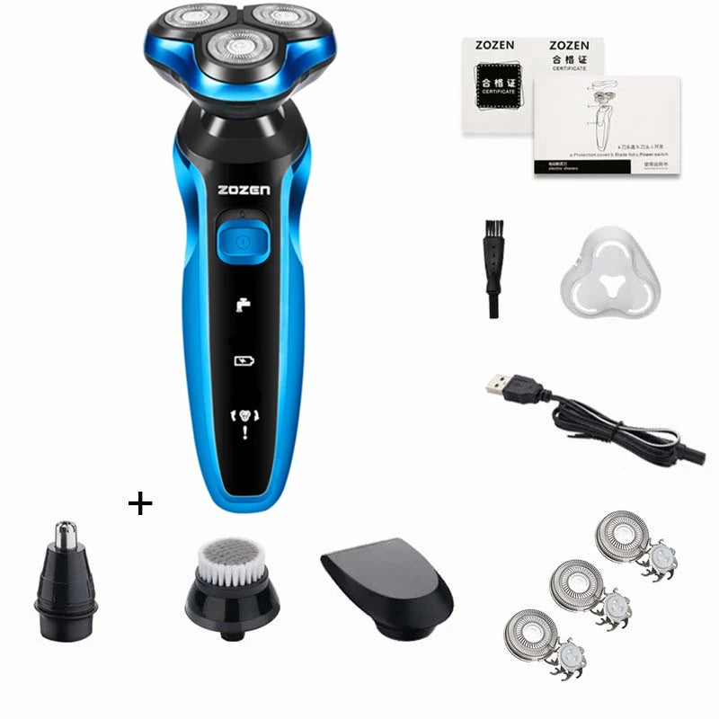 rasoir_electrique_homme_zozen Bleu accessoires et lames plus