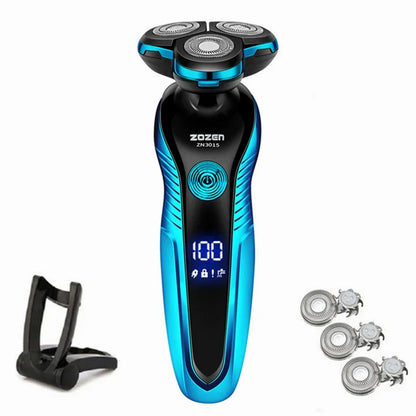 rasoir_electrique_homme_zozen Bleu accessoires support et lames