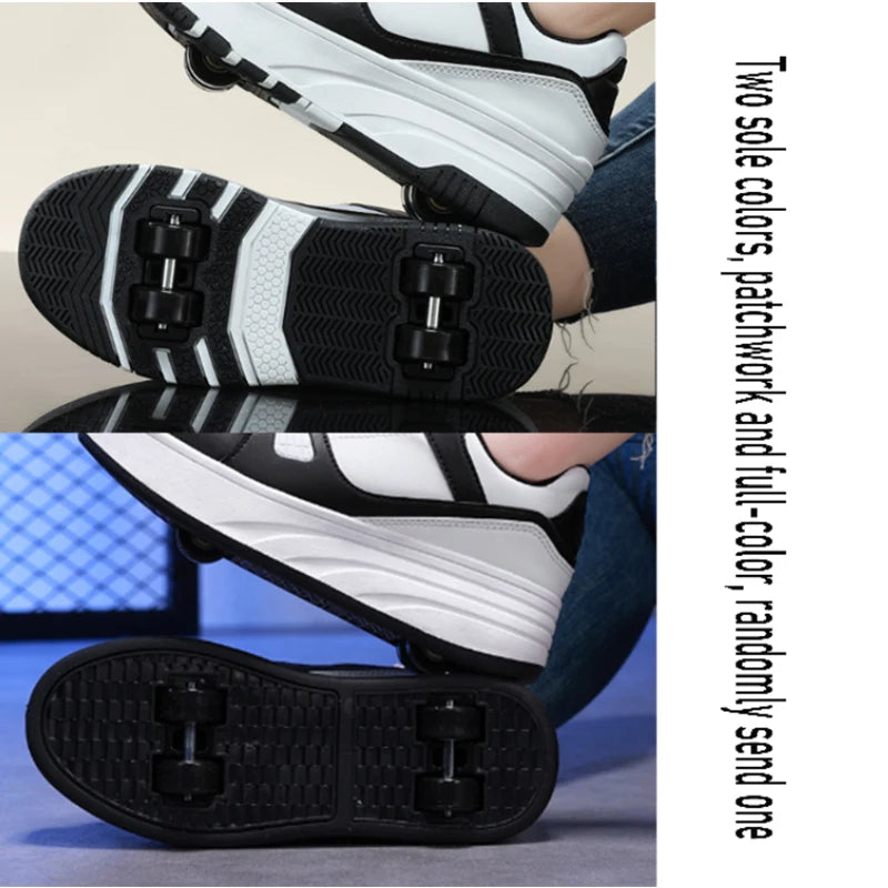roller enfant noir et blanc dessous