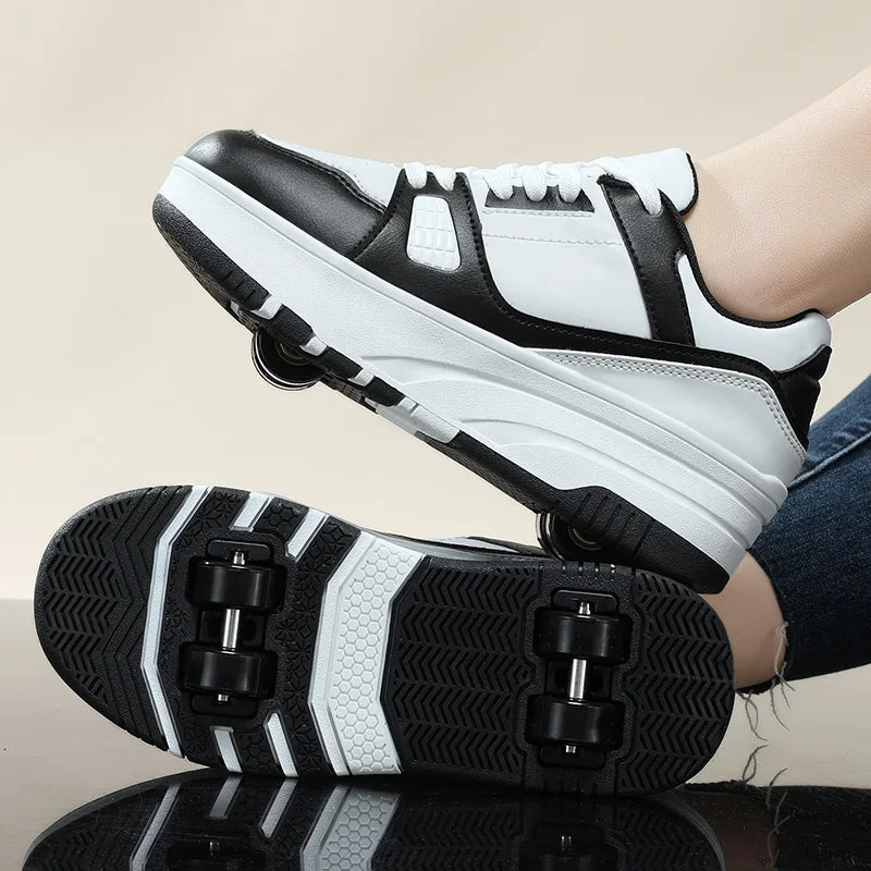 roller enfant noir et blanc profil