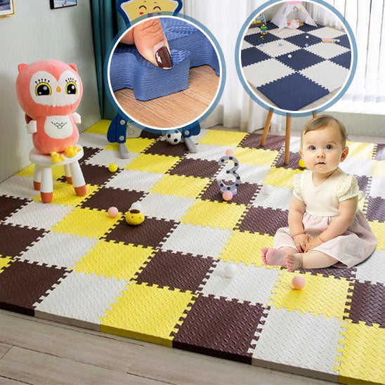 tapis-eveil-bebe-jaune-marron-vue-dessus