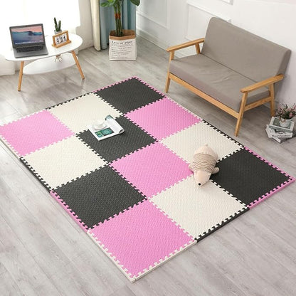 tapis-eveil-bebe-rose-noir-beige