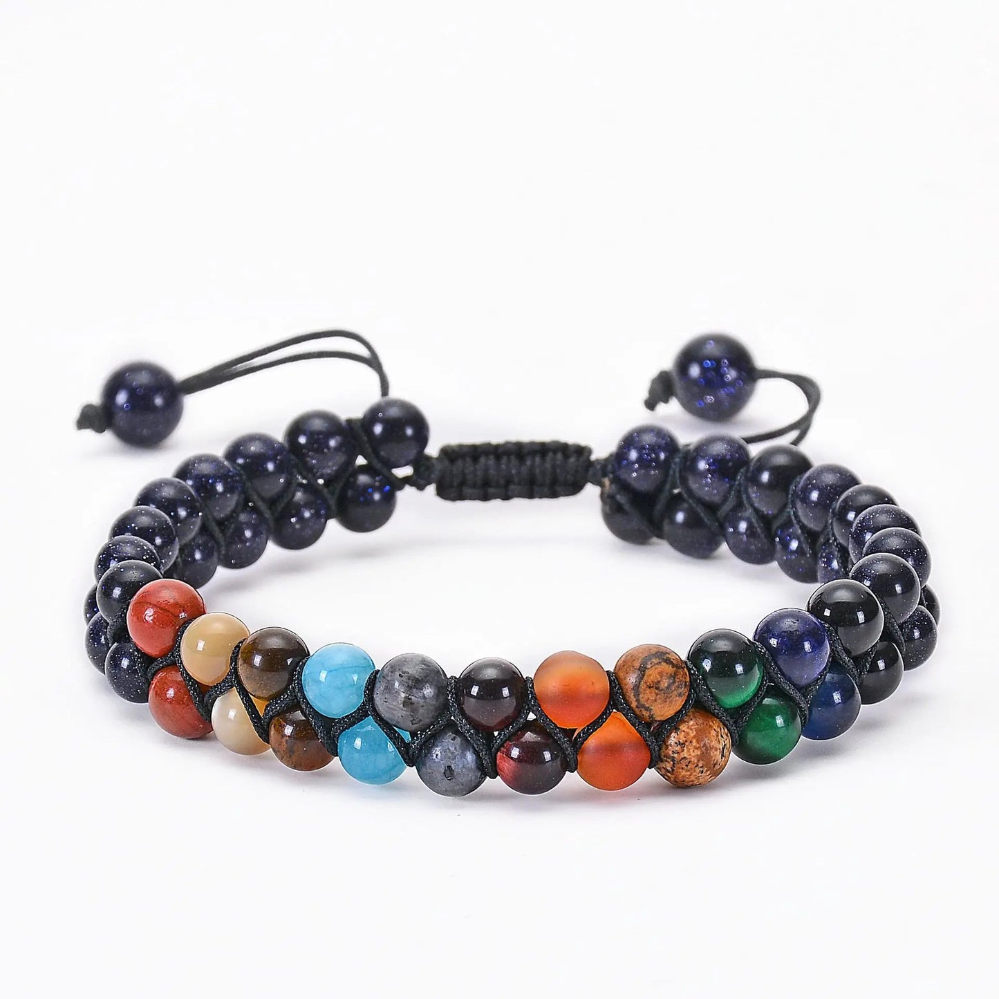 Bracelet de méditation en perles de pierre des 7 chakras, cristal de guérison, Double couche, pierres précieuses naturelles, perles d'anxiété pour femmes - CAP OCEAN BIEN-ETRE