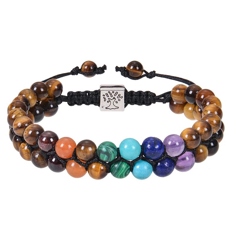 Bracelet de méditation en perles de pierre des 7 chakras, cristal de guérison, Double couche, pierres précieuses naturelles, perles d'anxiété pour femmes - CAP OCEAN BIEN-ETRE