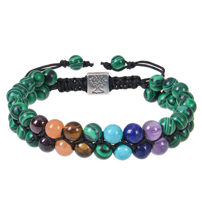 Bracelet de méditation en perles de pierre des 7 chakras, cristal de guérison, Double couche, pierres précieuses naturelles, perles d'anxiété pour femmes - CAP OCEAN BIEN-ETRE