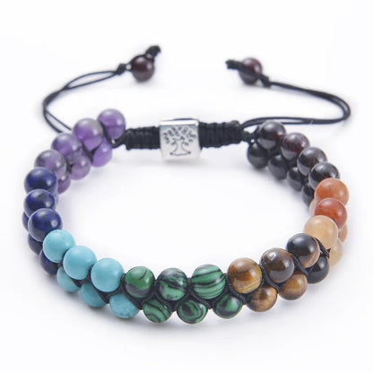 Bracelet de méditation en perles de pierre des 7 chakras, cristal de guérison, Double couche, pierres précieuses naturelles, perles d'anxiété pour femmes - CAP OCEAN BIEN-ETRE