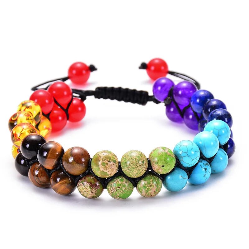 Bracelet de méditation en perles de pierre des 7 chakras, cristal de guérison, Double couche, pierres précieuses naturelles, perles d'anxiété pour femmes - CAP OCEAN BIEN-ETRE