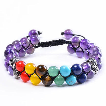 Bracelet de méditation en perles de pierre des 7 chakras, cristal de guérison, Double couche, pierres précieuses naturelles, perles d'anxiété pour femmes - CAP OCEAN BIEN-ETRE