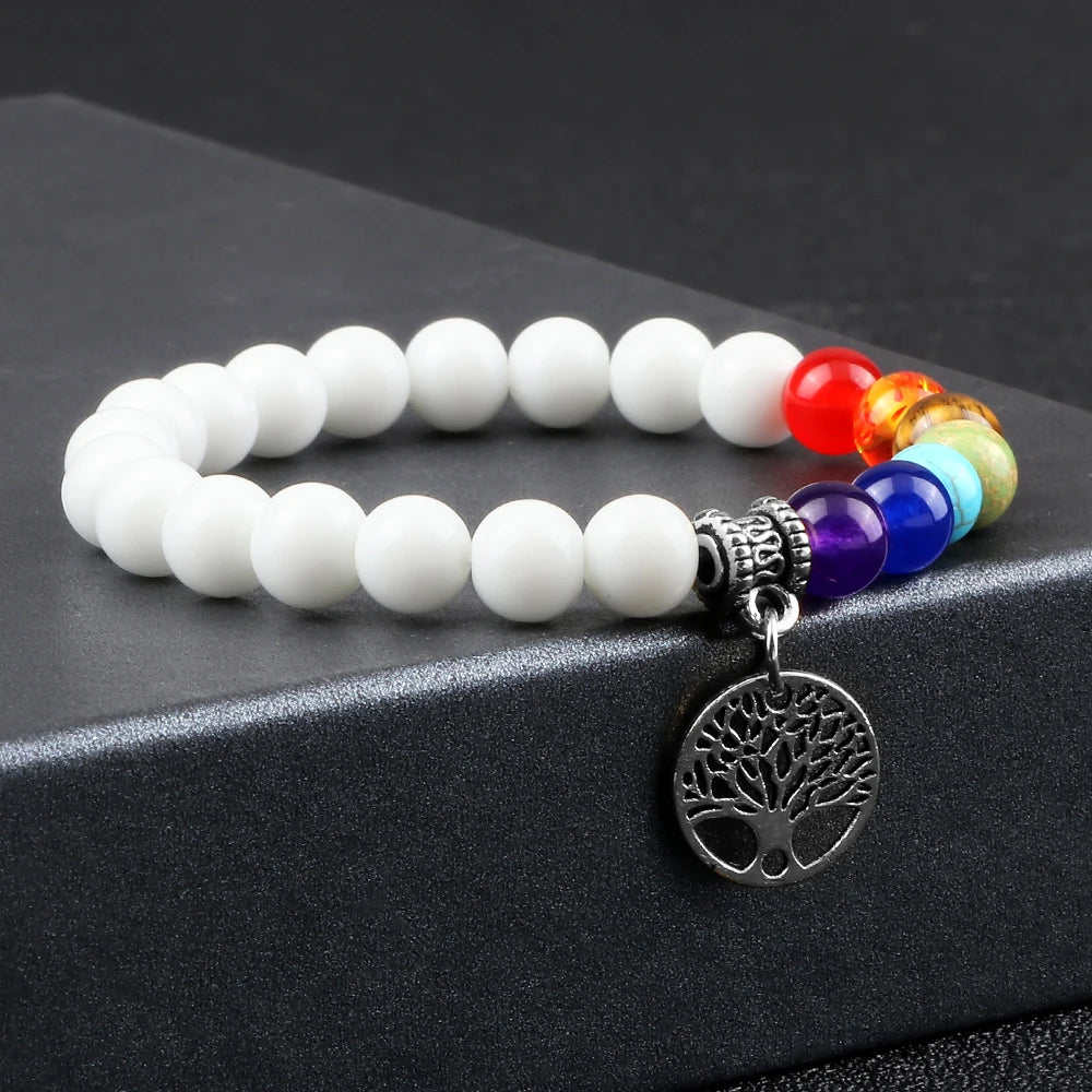 Bracelets d'arbre de vie des 7 chakras, pierre naturelle, Reiki, perles d'énergie de guérison, Bracelets de Yoga pour femmes et hommes, bijoux de méditation, cadeau, tendance - CAP OCEAN BIEN-ETRE