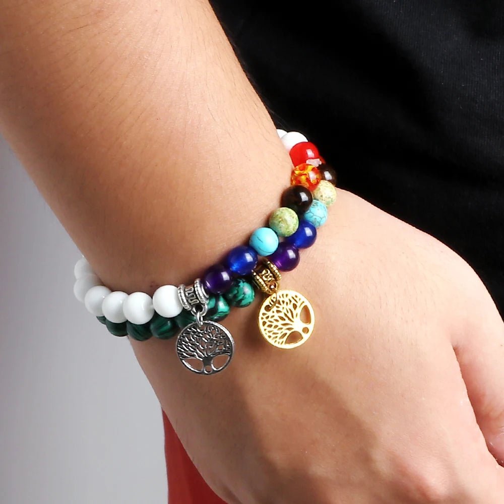 Bracelets d'arbre de vie des 7 chakras, pierre naturelle, Reiki, perles d'énergie de guérison, Bracelets de Yoga pour femmes et hommes, bijoux de méditation, cadeau, tendance - CAP OCEAN BIEN-ETRE